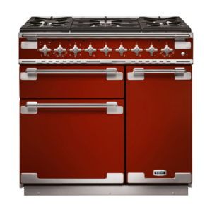 Falcon 90cm Elise 5 Burner Dual Fuel Cooker - Red/Nickel