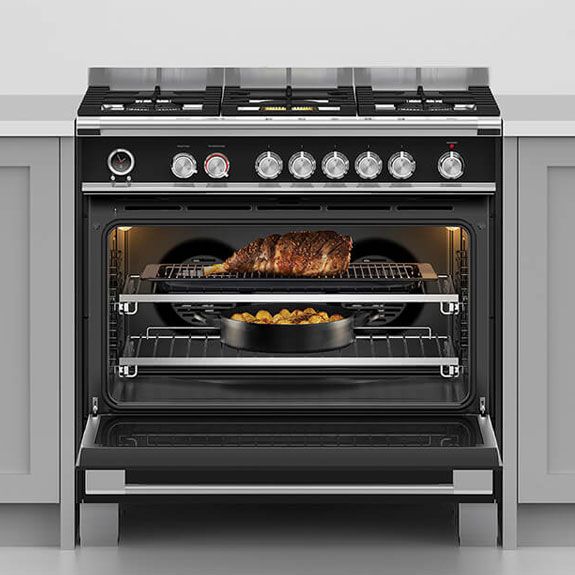 Fisher & Paykel 90cm 5 Burner Dual Fuel Freestanding Cooker - Black - Image 2