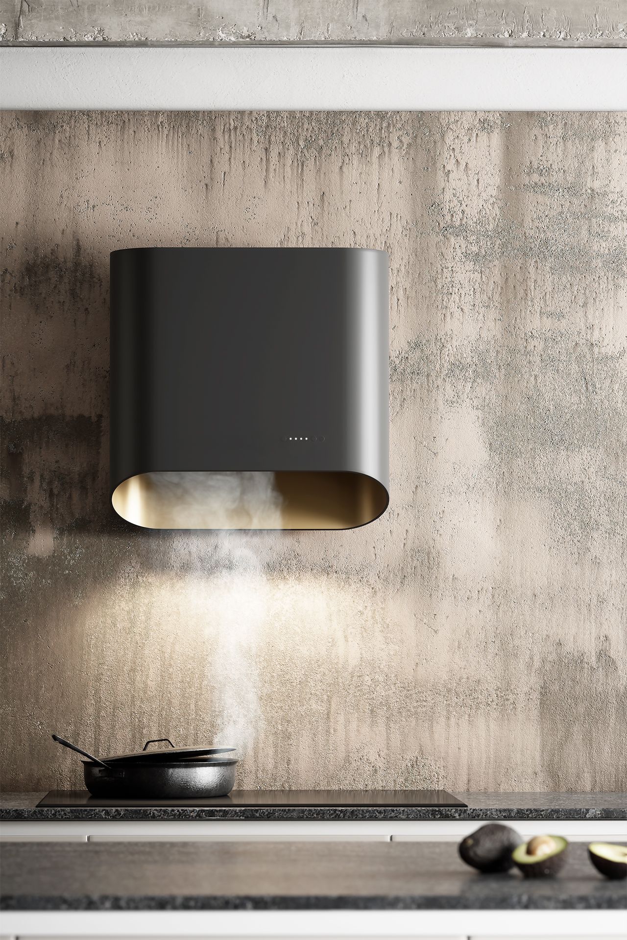 Schweigen Design 900mm Harmonia Black/Gold Wallmount Rangehood (Non-Silent) - SDHARM-9-BLK/GLD