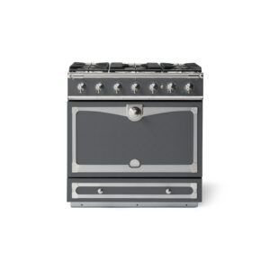 LaCornue Albertine 90cm Dual Fuel  Cooker - Graphite with Brushed Nickel & Stainless Steel Trim