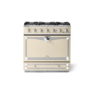 LaCornue Albertine 90cm Dual Fuel  Cooker - Morning Dew with Polished Chrome & Stainless Steel Trim