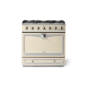 LaCornue Albertine 90cm Dual Fuel  Cooker - Morning Dew with Brushed Nickel & Stainless Steel Trim
