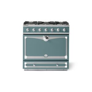 LaCornue Albertine 90cm Dual Fuel  Cooker - Ocean with Polished Chrome & Stainless Steel Trim