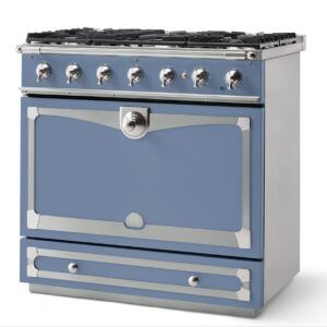 LaCornue Albertine 90cm Dual Fuel Cooker - Paris Blue with Brushed Nickel & Stainless Steel Trim