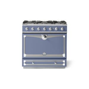 LaCornue Albertine 90cm Dual Fuel Cooker - Paris Blue with Polished Chrome & Stainless Steel Trim