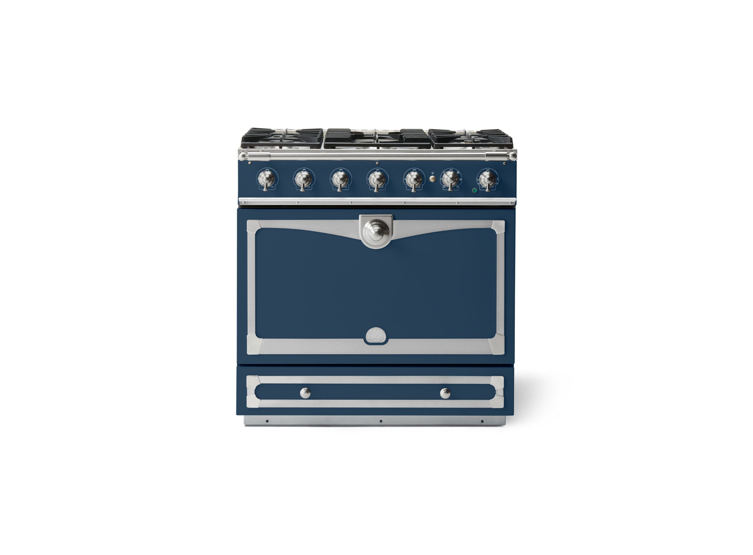 LaCornue Albertine 90cm Dual Fuel Cooker - Winter Sky with Brushed Nickel & Stainless Steel Trim
