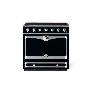 LaCornue Albertine 90cm Induction Cooker - Shiny Black with Polished Chrome & Stainless Steel Trim