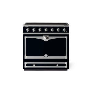 LaCornue Albertine 90cm Induction Cooker - Shiny Black with Brushed Nickel & Stainless Steel Trim