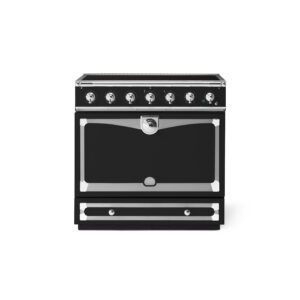 LaCornue Albertine 90cm Induction Cooker - Matt Black with Polished Chrome & Stainless Steel Trim