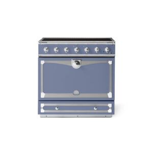 LaCornue Albertine 90cm Induction Cooker - Paris Blue with Polished Chrome & Stainless Steel Trim