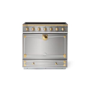 LaCornue Albertine 90cm Induction Cooker -  Stainless Steel with Polished Brass & Stainless Steel Trim