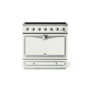 LaCornue Albertine 90cm Induction Cooker - Pure White with Brushed Nickel & Stainless Steel Trim