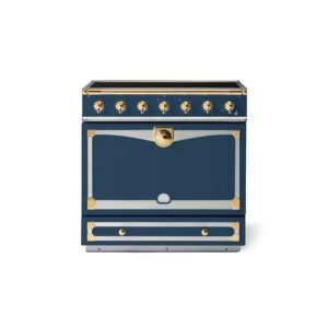 LaCornue Albertine 90cm Induction Cooker - Winter Sky with Polished Brass & Stainless Steel Trim