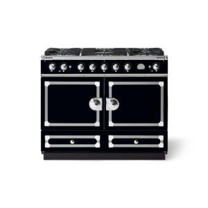 LaCornue Cornufé 110cm Dual Fuel Cooker - Shiny Black with Polished Chrome & Stainless Steel Trim