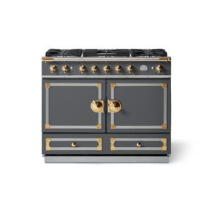 LaCornue Cornufé 110cm Dual Fuel Cooker -  Graphite with Polished Brass & Stainless Steel Trim