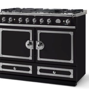 LaCornue Cornufé 110cm Dual Fuel Cooker - Matt Black with Brushed Nickel & Stainless Steel Trim