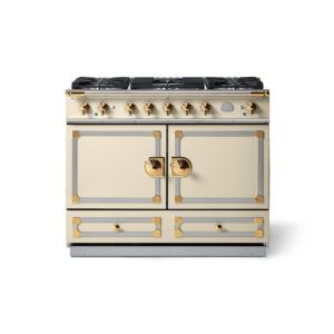 LaCornue Cornufé 110cm Dual Fuel Cooker -  Morning Dew with Polished Brass & Stainless Steel Trim