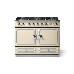 LaCornue Cornufé 110cm Dual Fuel Cooker - Morning Dew with Polished Chrome & Stainless Steel Trim