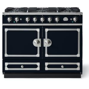 LaCornue Cornufé 110cm Dual Fuel Cooker - Dark Navy Blue with Brushed Nickel & Stainless Steel Trim