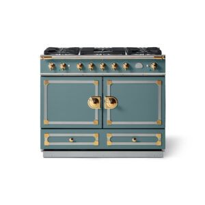 LaCornue Cornufé 110cm Dual Fuel Cooker - Ocean with Polished Brass & Stainless Steel Trim