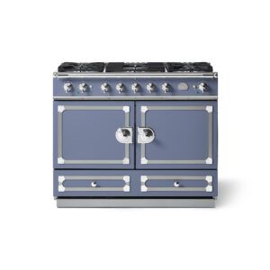 LaCornue Cornufé 110cm Dual Fuel Cooker - Paris Blue with Polished Chrome & Stainless Steel Trim