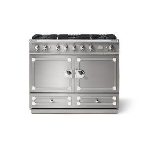 LaCornue Cornufé 110cm Dual Fuel Cooker - Brushed Stainless Steel with Polished Chrome & Stainless Steel Trim