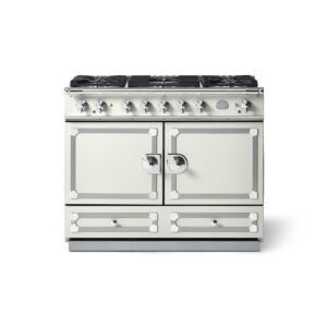 LaCornue Cornufé 110cm Dual Fuel Cooker -  Pure White with Polished Chrome & Stainless Steel Trim