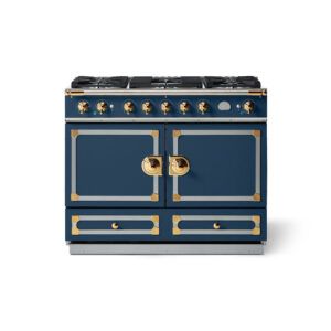 LaCornue Cornufé 110cm Dual Fuel Cooker - Winter Sky with Polished Brass & Stainless Steel Trim