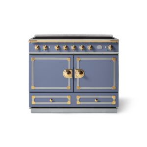 LaCornue Cornufé 110cm Induction Cooker - Paris Blue with Polished Brass & Stainless Steel Trim