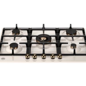 Bertazzoni Heritage Series 75cm 5 Brass Burner Gas Hob - Ivory/Gold