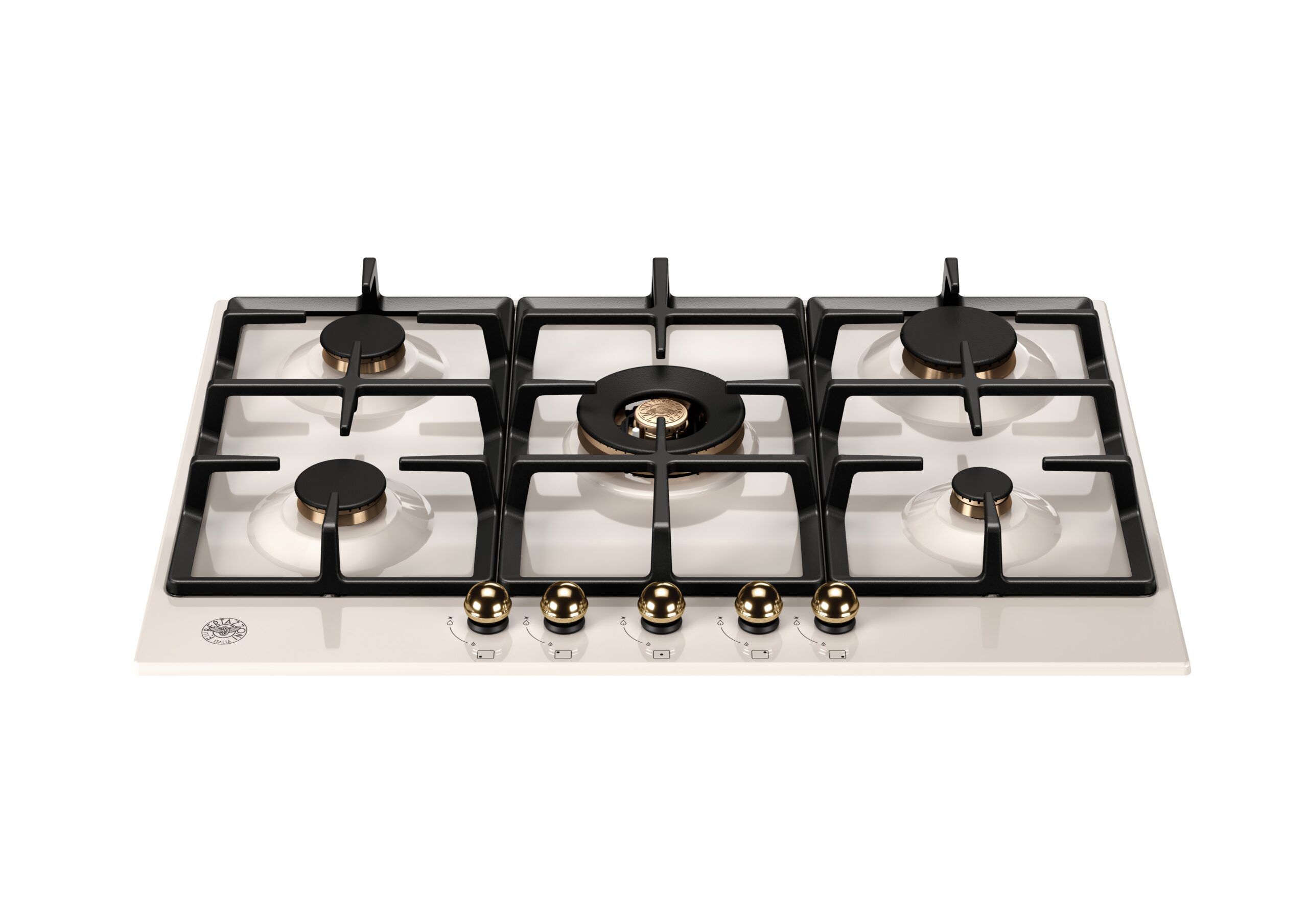 Bertazzoni Heritage Series 75cm 5 Brass Burner Gas Hob - Ivory/Gold
