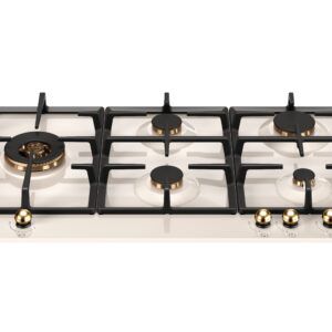 Bertazzoni Heritage Series 90cm 5 Brass Burner Gas Hob - Ivory/Gold