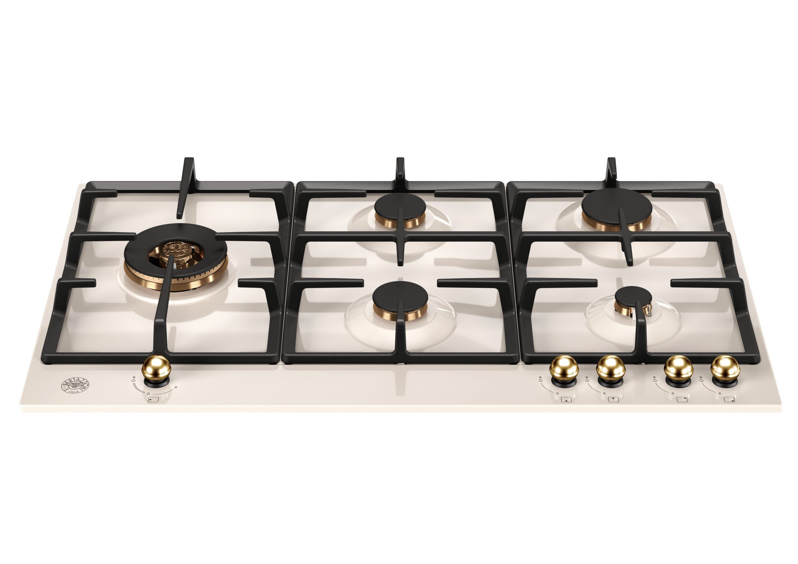 Bertazzoni Heritage Series 90cm 5 Brass Burner Gas Hob - Ivory/Gold