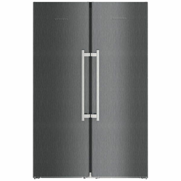 Liebherr 262 Litre Blacksteel Side by Side Freestanding Fridge & Freezer Display Stock