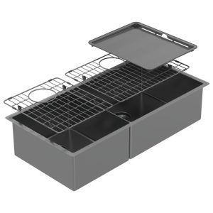 ABEY Piazza Double Bowl 889X445 + Acc - Black Pearl