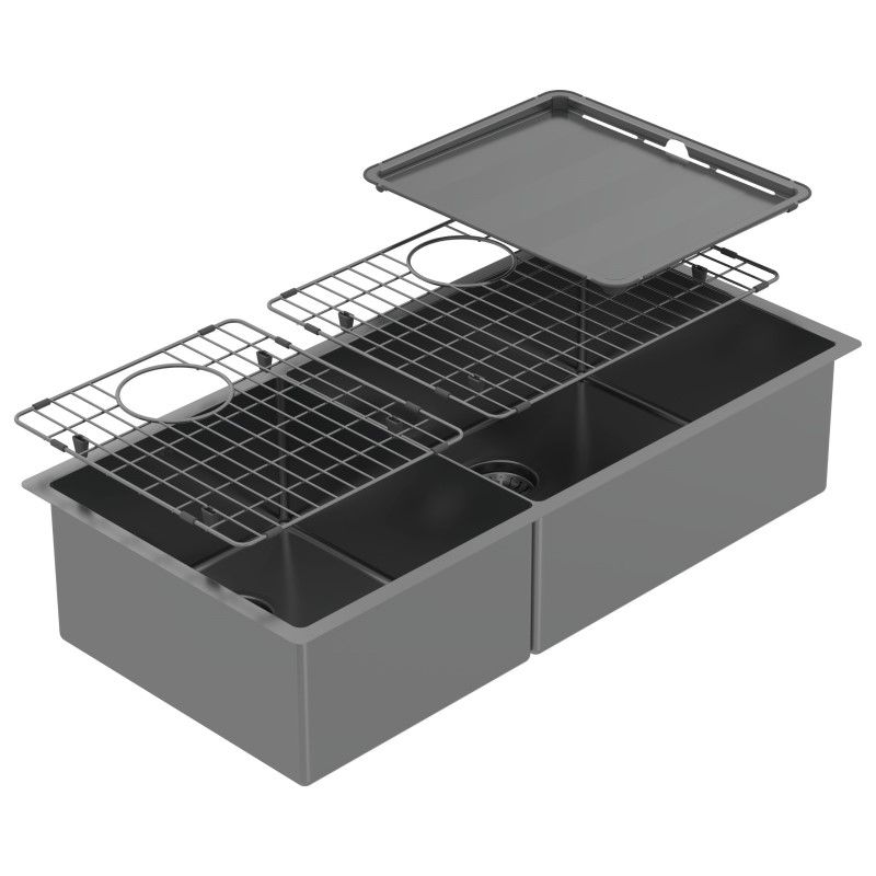 ABEY Piazza Double Bowl 889X445 + Acc - Black Pearl