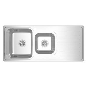 ABEY Inset L/H Bowl + 3/4 + Drainer Stainless Steel