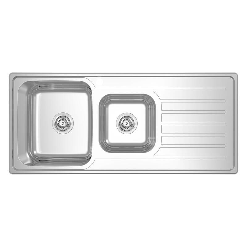 ABEY Inset L/H Bowl + 3/4 + Drainer Stainless Steel