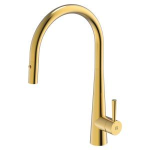 ABEY Goose Neck P/Out Kitchen Mixer Eureka Gold