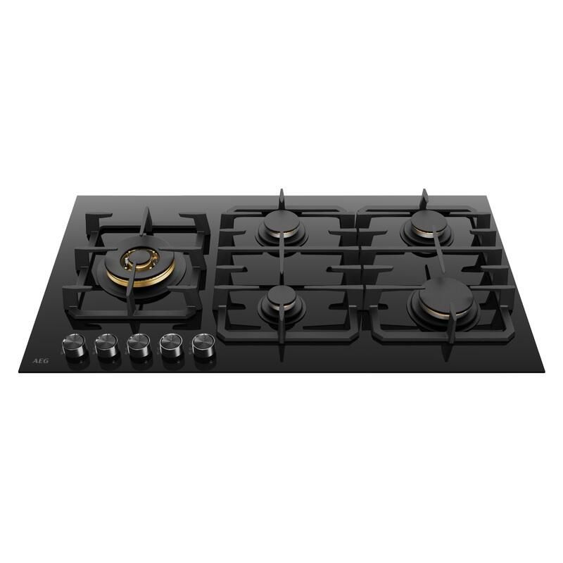 AEG 90cm 5 Burner Ceramic Glass Gas Cooktop with Wok Burner