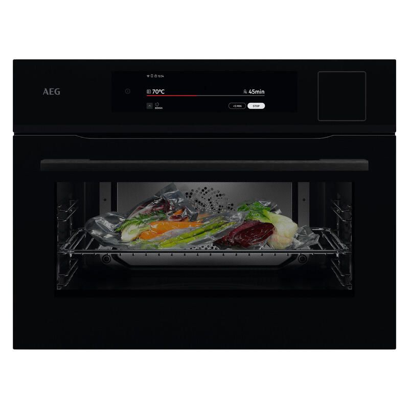 AEG 60cm Built-In Compact Steam Oven with 24 Functions - Black
