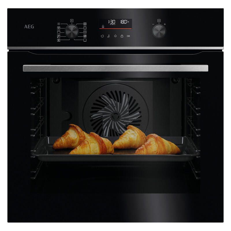 AEG 60cm Pyrolytic Oven with SteamBake (5000 Series) - Black w/ Stainless Steel Trim
