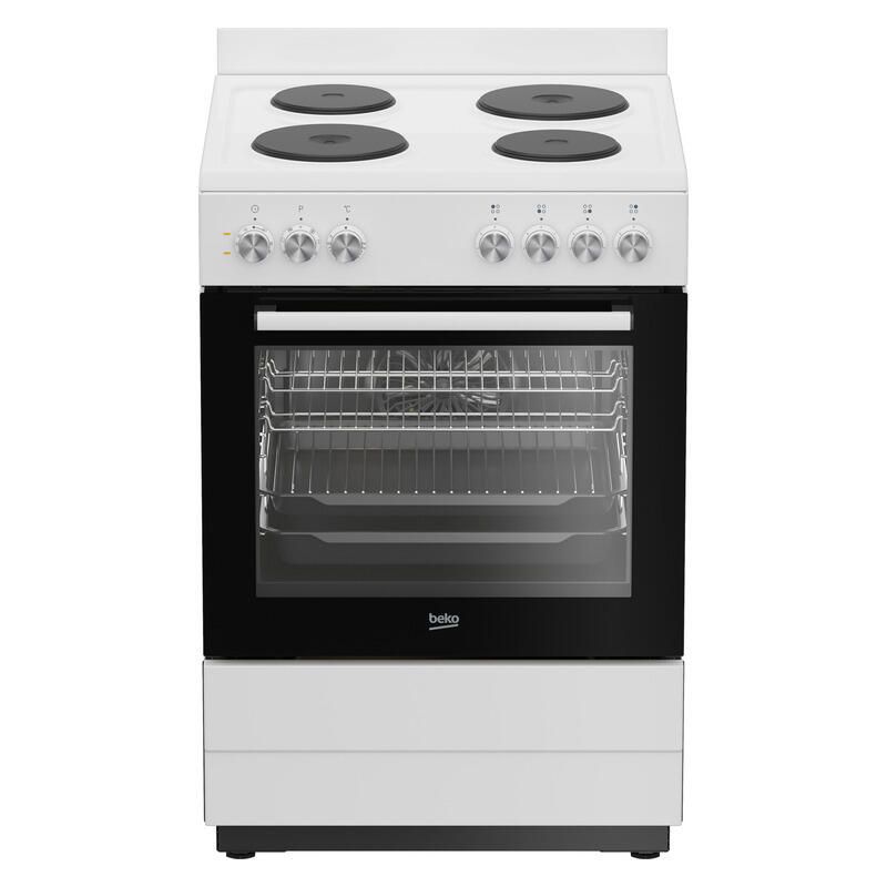 Beko Electric Upright Cooker With Electric Cooktop - White 60cm