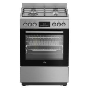 Beko 60cm Freestanding Upright Dual Fuel Cooker - Stainless Steel