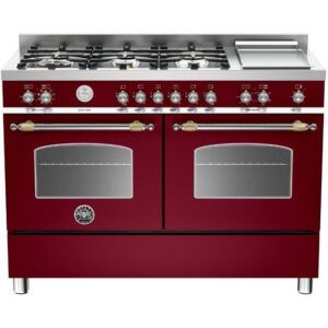 Bertazzoni Heritage Series 120cm 6 Burner Dual Fuel Cooker - Matte Burgundy