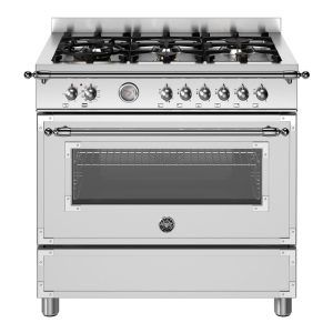 Bertazzoni 90cm Heritage Series Dual Fuel Cooker - Stainless Steel/ Chrome