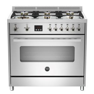 Bertazzoni 90cm Professional Series 6-Burner Dual Fuel Cooker - Stainless Steel