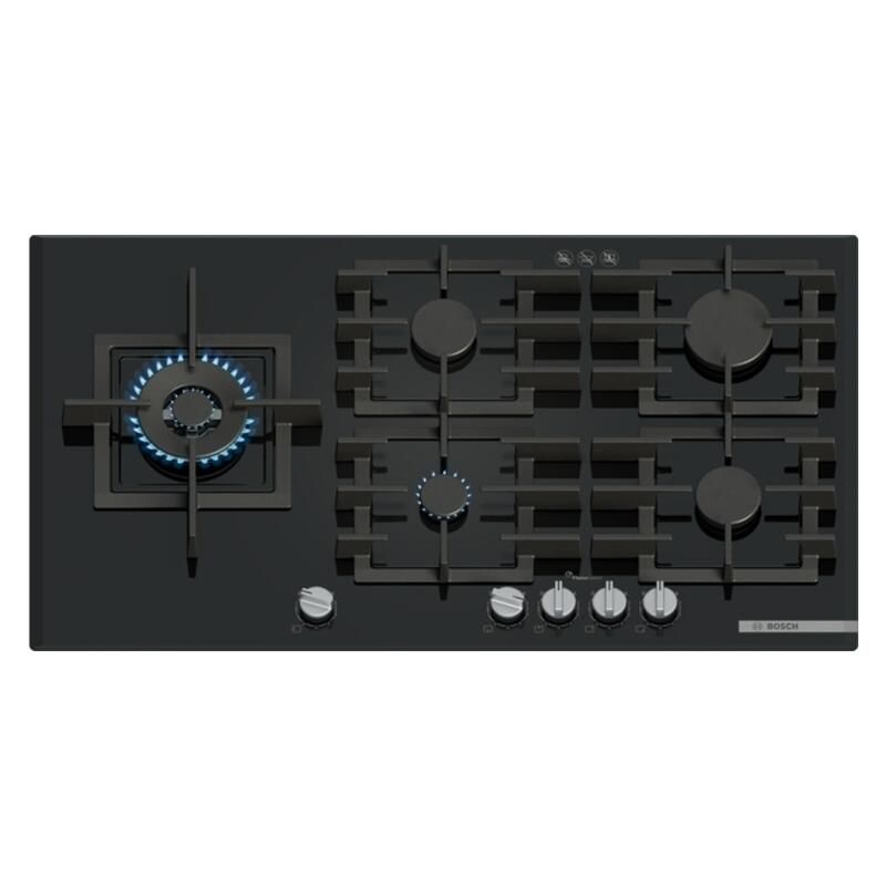 Bosch 90cm 5 Burner Gas Cooktop - Black Glass (Series 6)