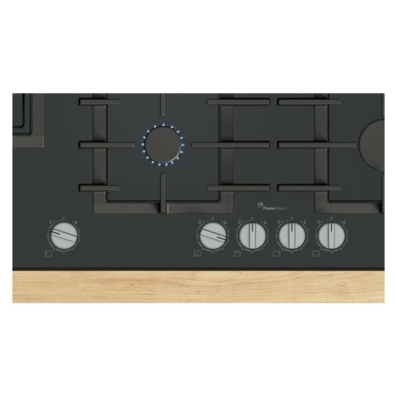 Bosch 90cm 5 Burner Gas Cooktop - Black Glass (Series 6) - Image 2