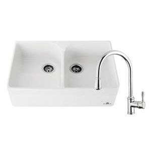 Abey Chambord Clotaire Double Bowl Sink Pack - White